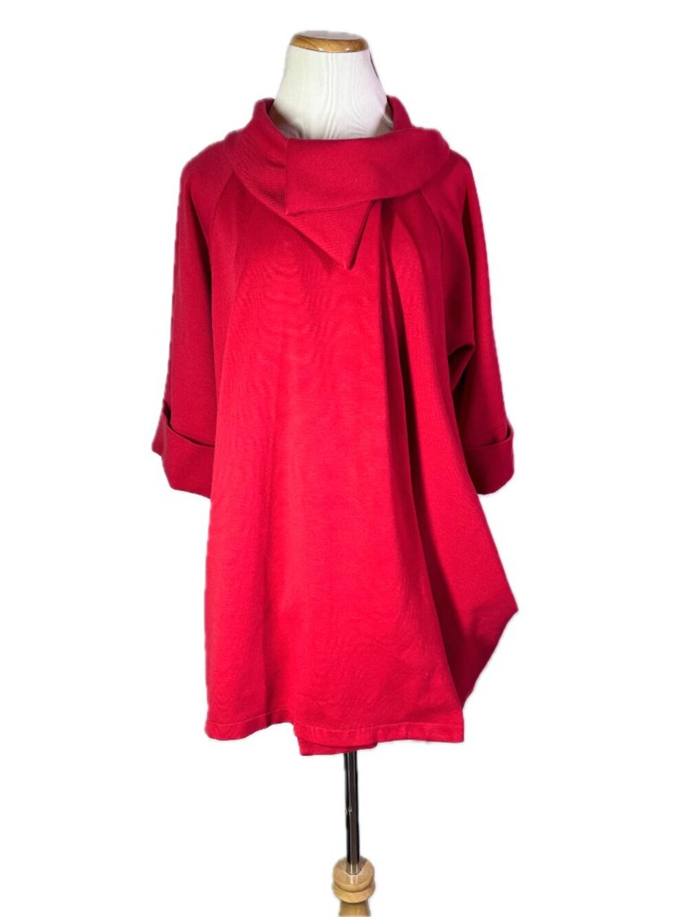 Comfy USA Size L Red Knit Jacket Asymmetrical Collar